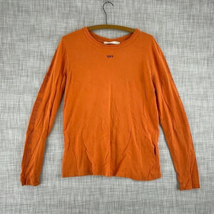 Off White Distressed long sleeve shirt Mens M Orange 3767